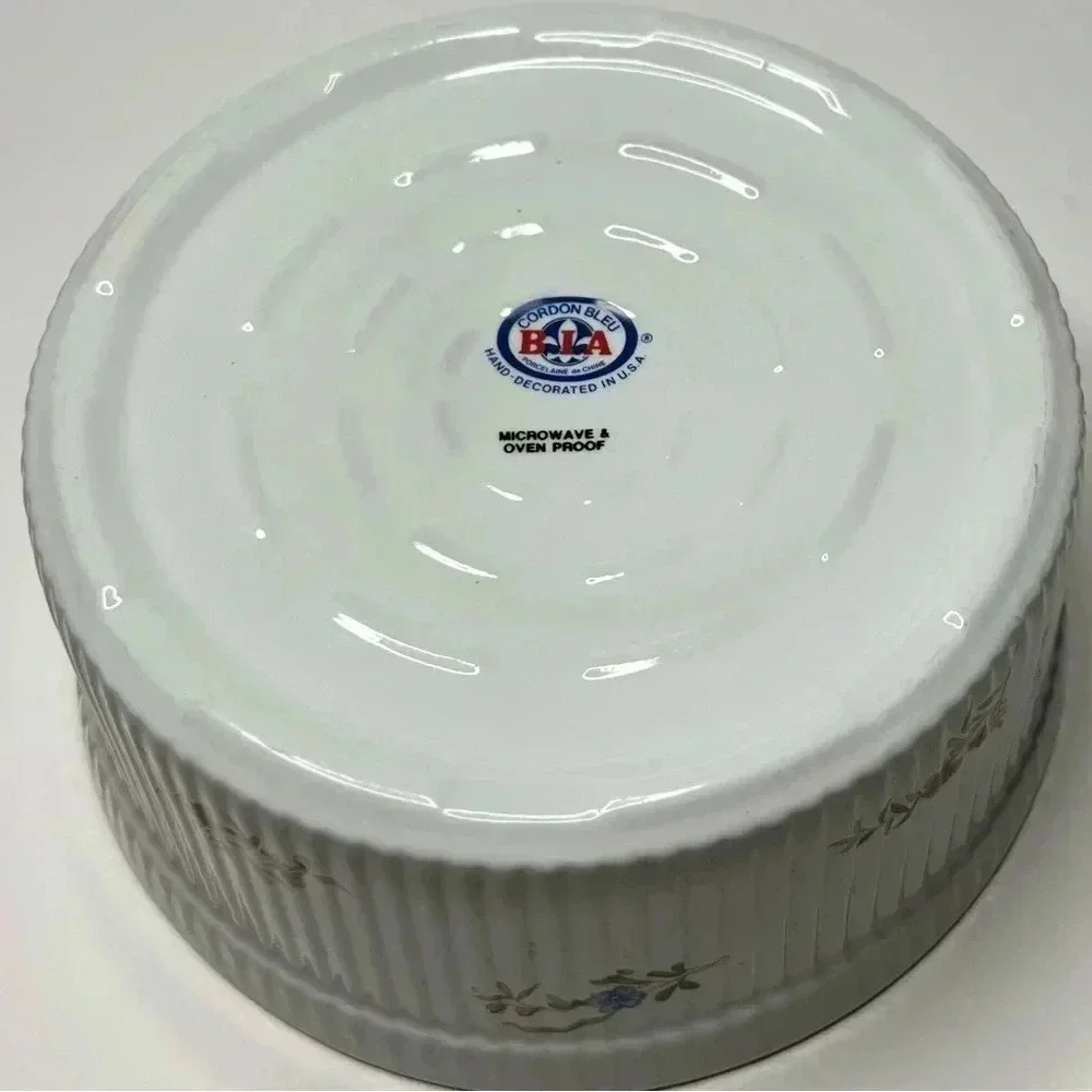 BIA Cordon Bleu Floral Casserole Dish Porcelain Soufflé Baking Pan Bowl